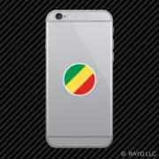 Round Congolese Flag Cell Phone Sticker Mobile Congo COG CG