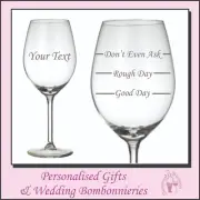 Personalised Name Wine Glass - Good Day Easy day Rough Day, Birthday Xmas Gift