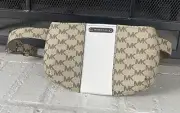 Michael Kors Brown/White Monogrammed Coated Canvas Belt Bag Size S/M