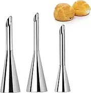 DS. DISTINCTIVE STYLE Large Cream Icing Piping Nozzle Tips 3 Pieces Professional Stainless Steel Puff Nozzle for Decorating Cake and Filling Pastry