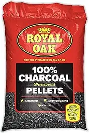 [Royal Oak] 100 Percent Charcoal Hardwood Pellets for Real BBQ Flavor, Grilling and Smoking, High Heat, Resists Water, Easy to Clean, 30 Pound Bag