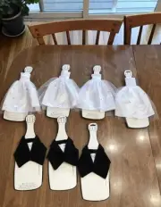 wedding Decoration, wine bottle Cover, Wedding Dress & Tux, Bridal Shower Decor