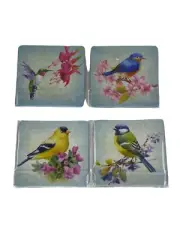 Blue Bird, Hummingbird, Blue Titmouse, Goldfinch Coasters 4in x 3.5