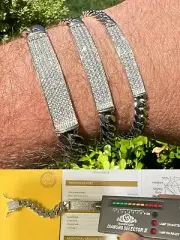 MOISSANITE Real Miami Cuban Link ID Bracelet 925 Silver Iced Passes Tester