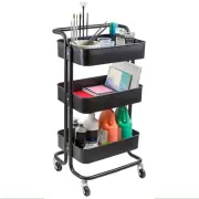 Jasart Black Art & Craft Mobile Studio Cart Shelf Organiser Trolley w/ Wheels