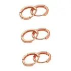 3 Pair 18k Rose Gold Huggie Hoop Square Hinged Sleeper Earrings Non-allergenic