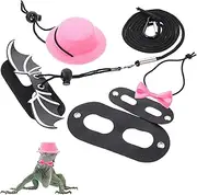 DRESSOOS 1 Set Adjustable Bearded Dragon Harness and Leash with Bow Tie Outdoor Lizard Leash Kit Comfortable and Stylish for Lizards and Geckos
