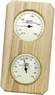 Sauna Hygrothermograph Equipment Wooden Thermometer Hygrometer, Temperature Humidity Gauge for Bedroom, Steam Room, Hotel