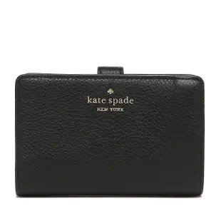 kate spade 立體黑桃雙層中夾 鵝卵石紋真皮皮革 皮夾 錢包 中夾 K10430 黑色(現貨)