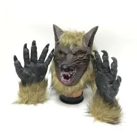 在飛比找Yahoo!奇摩拍賣優惠-萬圣節恐怖嚇人鬼臉狼頭套舞臺道具兒童狼面具狼頭套裝創意面具