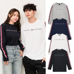 【Tommy Hilfiger】男版 文字國旗LOGO 平輸品(長袖 薄長袖 T恤)