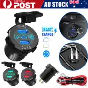 1-2X PD Type C Dual USB Car Charger QC 3.0 Charger 12V 24V Power Outlet Socket