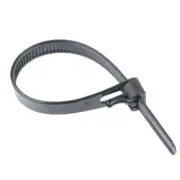 7.6mm Black / White Releasable Reusable Cable Zip Tie - Pack of 100
