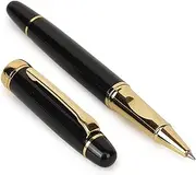 crewtone 20397 Luxury Glossy Black Color Metal Body Roller Ball Pen, Golden Crafted Clip with Golden Trims Pen Comes In High End Gift Box.