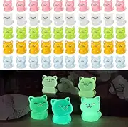 50 Pcs Luminous Miniature Resin Cat Figures Cute Tiny Cat Glow in The Dark Small Cat Mini Animals (5 Colors) for DIY Cake, Garden, Potted Plant, Car Interior