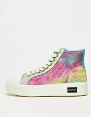Good News Juice high top chunky sneakers in pastel marble print-Multi