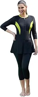[Rovars] Women’s Swimming Costume with Removable Chest Pads I Frock Style with Front Zipper