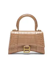 Balenciaga Hourglass XS Handbag Crocodile Embossed in Beige