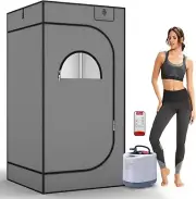ISIDO Portable Infrared Steam Sauna with 660nm Red Light Therapy Lamp and 3.0