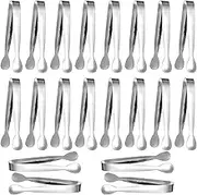 20 Pcs Small Gold Serving Tongs Stainless Steel Mini Appetizers Grabbers Metal Buffet Food Tong Versatile Kitchen Utensils for Parties Coffee Bar Salad Fruit Candy Tacos Charcuterie Sugar (Silver)