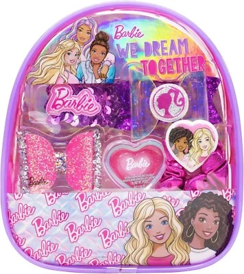 Barbie "We Dream Together" Clear PVC Backpack Set W/ Hair Accs & Lip Gloss Pot