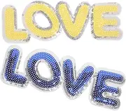 Hohopeti 2pcs Sequin Letter Patches for Clothing Decorative Sew Appliques for Crafts for Backpacks Jackets More