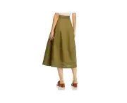 ELIE TAHARI Womens Green Embroidered Zippered Midi A-Line Skirt 0