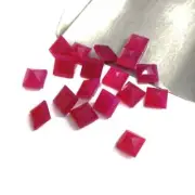 Natural Fuchsia Pink Chalcedony Square Shape Gemstones Faceted Cut Loose Stone