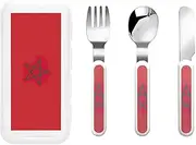 Flag Of Morocco 3 Piece Set For Camping Stainless Steel Flatware, Spoon, Fork, Knife, Ideal For Outdoor