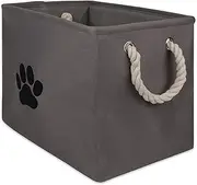 [Bone Dry] DII Small Rectangle Pet Toy and Accessory Storage Bin, 14x8x9", Collapsible Organizer Storage Basket for Home Décor, Pet Toy, Blankets, Leashes and Food-Gray Paw Print