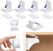 Sztxj Magnetic Child Safety Cupboard Locks for Children 4 Pack+1 Keys, Baby Safety Lock for Cupboards and Drawers with Adhesive No Drilling or Scr...