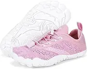 [BibYuga] Barefoot Shoes Children's Barefoot Shoes Girls Boys Quick Drying Bathing Shoes Breathable Trail Running Shoes Lightweight Soft Sports Shoes Non-Slip Hiking Shoes, K1 Pink, 35 EU