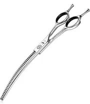 7 Inch Downward Curved Dog Grooming Scissors Pet Thinning Texturizing Shears Professional Safety Blunt Tip Trimming Shearing for Dogs Cats Face Paws Limbs Japanese Stainless Steel Silver