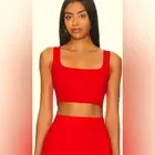NWT LITA by Ciara Fiery Red Ribbed Organic Cotton Knit Square Neck Crop Tank XL