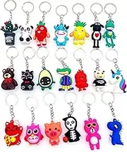 JZK 20x Silicone 3D Animal keyring keychains set for kids birthday party favours, keepsakes giveaway gifts for boys girls, children party goodie bag fillers, Cute backpack key chains key rings,