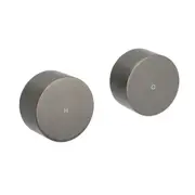Gun Metal Brushed Grey Brass 1/4 Turn Circle Hot Cold Tap Wall Set For Shower Vanity Spout