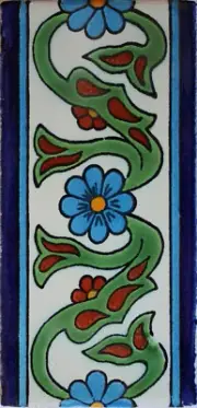 6" x 3" 8 pcs Carbellino Subway Mexican Clay Tile Handmade Talavera Backsplash