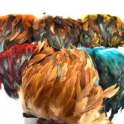 Wholesale13-18cm Rooster Feather Trims Fringe Dyed with Satin Ribbon DIY Crafts