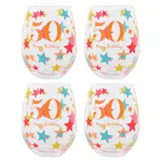 4PK Gibson Gifts 50 Birthday Party Stemless Glass Tumbler Drink Cup Drinkware