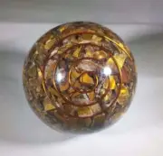 LARGE (60-70mm) TIGER EYE STONE ORGONE GEMSTONE SPHERE ORGONITE SPHERE