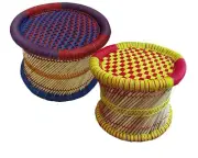 Art Craft Cane Bar Bamboo Stool Muddha Environment Safe Material Multicolor 2Pcs