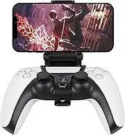 PS5 Controller Phone Holder, PS5 Controller Phone Holder, Cell Phone Clip Stand for PS5 DualSense Controller, Foldable Holder Game Clamp Grip Compatible with Smart Android/iOS Phones, Black