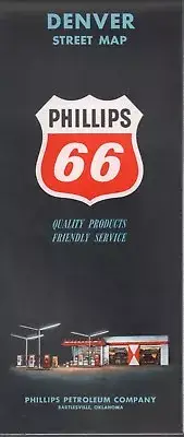 1962 Phillips 66 Road Map: Denver Street Map NOS