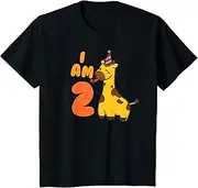 [X.Style] Kids 2nd Birthday Toddler Giraffe 2 Years ds815 T-Shirt (S) Black