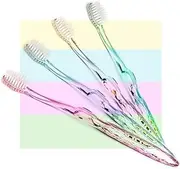 Nano-b 4 Pack Adult Manual Toothbrush Set with Sensitive Gums, Silver Soft/Medium Bristles, Travel Case, Blue, Pink, Green, Crystal