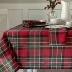 Holiday Plaid Yarn Dyed Fabric Table Cloth Holiday Winter and Christmas Table...