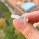 3 CTW Emerald Cut Moissanite Full Eternity Wedding Band For Women 14K White Gold