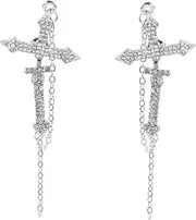 [DEARMAMY] Retro Stylish Inlaid Cross Ear Studs 2pcs Unisex Earrings Jewellery Collection