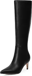 [QIY] Knee High Boots Women Tall Boots Pointed Toe Kitten Heel Boots for Women Side Zipper Long Fall Boots Women Knee High Boots Size 6-11