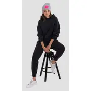 Replay Womens Overhead Fleece Bio Pack Hoodie w/ Button Black